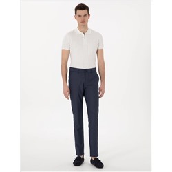 Lacivert Slim Fit Beli Lastikli Kanvas Pantolon