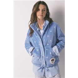 Bata corta polar Mickey azul estampado