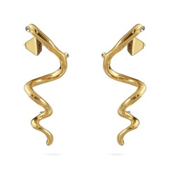 Серьги Локон 4.5см (кристаллы SW белые; покрытие золото), Есть комплект