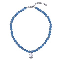 Колье Селена (агат васильковый; покрытие родий) 45-52см, Есть комплект