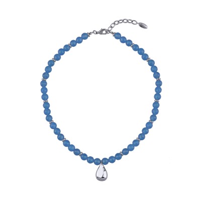 Колье Селена (агат васильковый; покрытие родий) 45-52см, Есть комплект