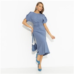 Платье с драпировкой и воланами, Прямое попадание (голубое)