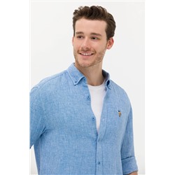 Erkek Saks Uzun Kollu Gömlek