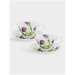 Пара чайная, 180 мл, 1 перс., 2 пред, фарфор F, Тюльпаны