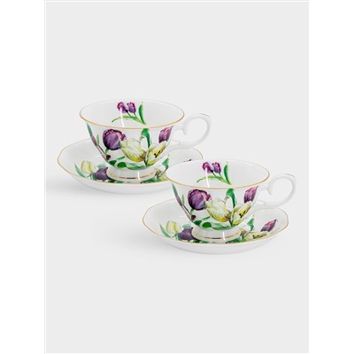Пара чайная, 180 мл, 1 перс., 2 пред, фарфор F, Тюльпаны