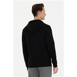 Erkek Siyah Kapüşonlu Basic Sweatshirt