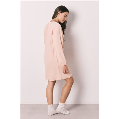 Camisón midi canalé algodón rosa