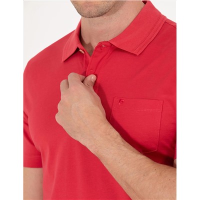 Kırmızı Regular Fit Polo Yaka Merserize Tişört
