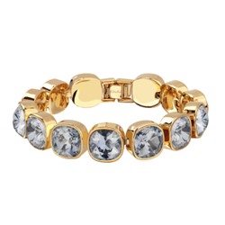 Браслет Триумф (кристаллы SW серо-голубые 10мм; покрытие золото) 17-20см, Есть комплект