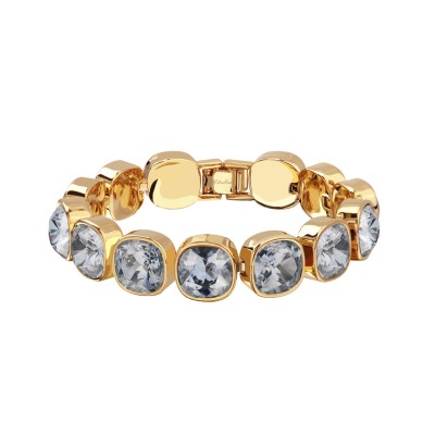 Браслет Триумф (кристаллы SW серо-голубые 10мм; покрытие золото) 17-20см, Есть комплект