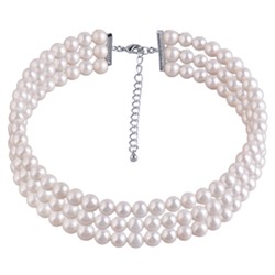 Колье (жемчуг белый 10мм; покрытие родий) 40-48см, Есть комплект