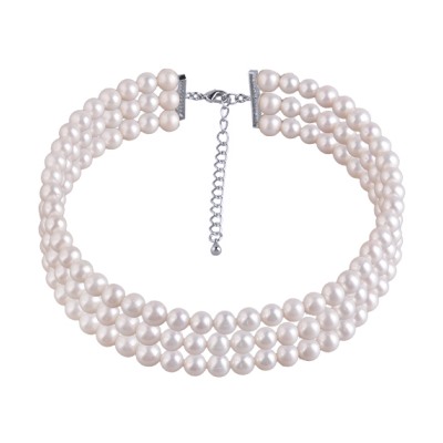 Колье (жемчуг белый 10мм; покрытие родий) 40-48см, Есть комплект