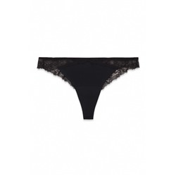 Tanga microfibra y encaje negra