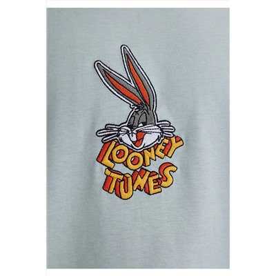 Mavi Bugs Bunny Baskılı Gri Tişört Loose Fit / Bol Rahat Kesim 0612656-70148
