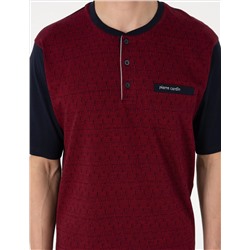 Bordo Kısakol 3'lü Jakarlı Pijama Takımı