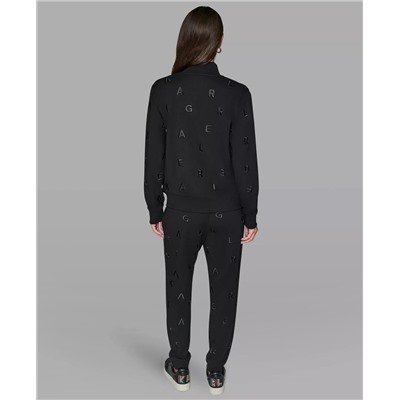 KARL LAGERFELD PARIS Women's Logo Detail Long Sleeve Jacket