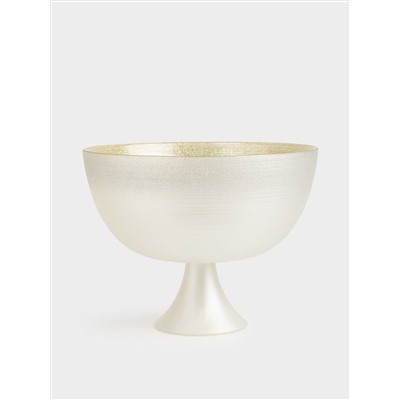 Ваза для фруктов, 24х18 см, на ножке, стекло, молочная/шампань, Marbella