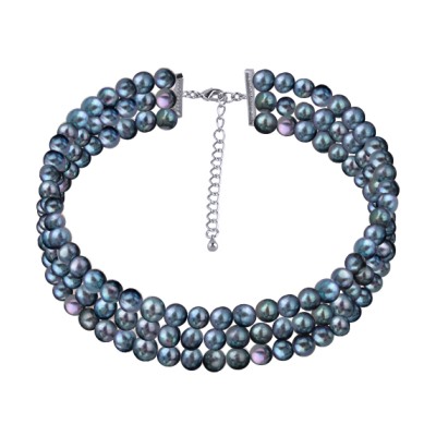 Колье (жемчуг бензиновый 10мм; покрытие родий) 40-48см