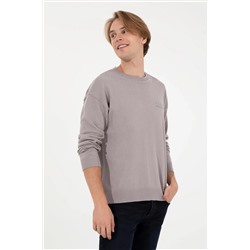 Erkek Vizon Bisiklet Yaka Triko Kazak