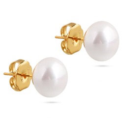 Пусеты (Майорка 12мм белая; покрытие золото), Есть комплект