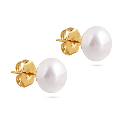 Пусеты (Майорка 12мм белая; покрытие золото), Есть комплект