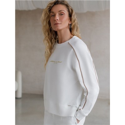 Свитшот с лампасами и разрезами из эластичного футера двухнитки без начеса