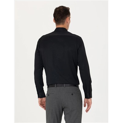 Siyah Regular Fit Uzun Kollu Basic Gömlek