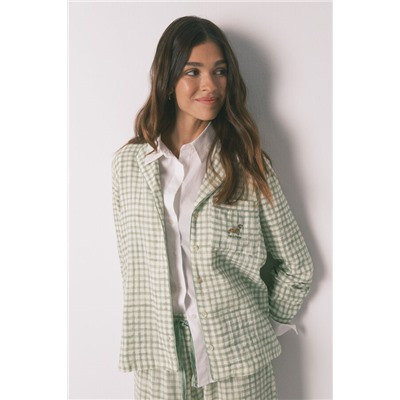 Pijama camisero largo 100% algodón estampado cuadros