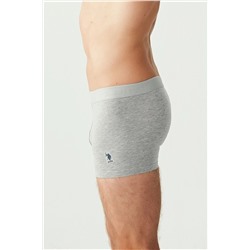 U.S. Polo Assn. Erkek 3'lü Gri Melanj Pamuklu Modal Boxer