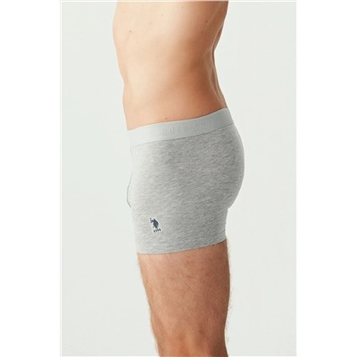 U.S. Polo Assn. Erkek 3'lü Gri Melanj Pamuklu Modal Boxer