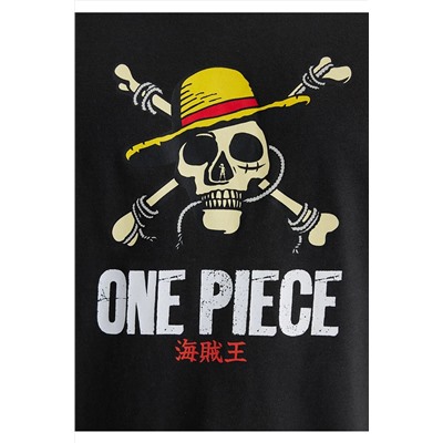Mavi One Piece Baskılı Antrasit Tişört Loose Fit / Bol Rahat Kesim 0612662-70092