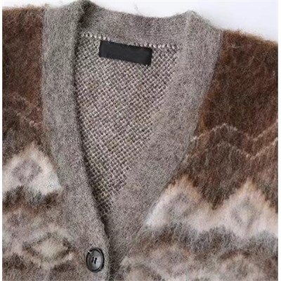 Свободный однобортный свитер-кардиган