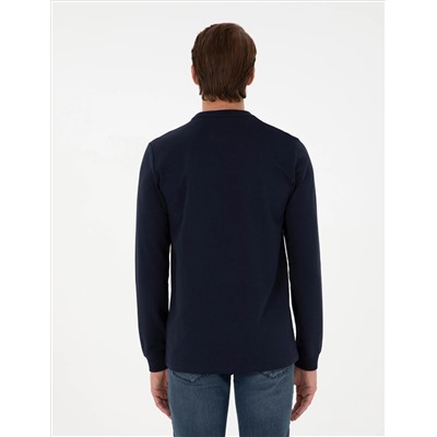 Lacivert Regular Fit Bisiklet Yaka Basic Sweatshirt