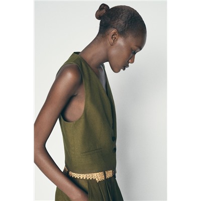 TAILORED LINEN BLEND WAISTCOAT