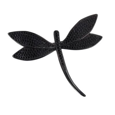 Брошь Стрекоза (фианит черный; покрытие черный родий), Есть комплект