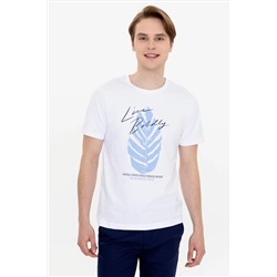 Erkek Beyaz Bisiklet Yaka Tişört