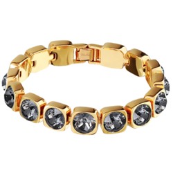 Браслет Теннис (кристаллы SW темно-серые 8мм; золото) 17-19см, Есть комплект