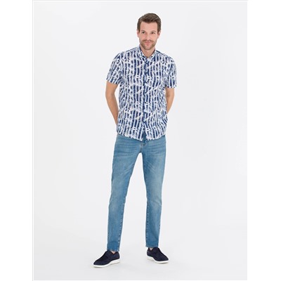 Lacivert Regular Fit Kısa Kollu Gömlek