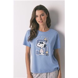 Pijama corto algodón Snoopy azul