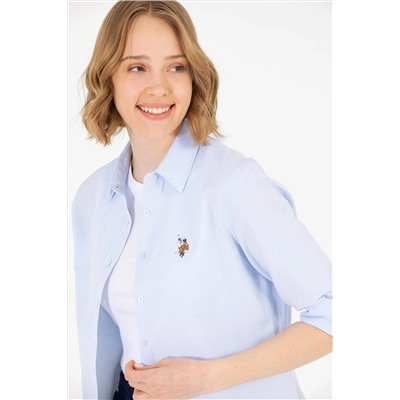 Kadın Açık Mavi Uzun Kollu Basic Gömlek