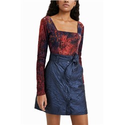 Minifalda slim relieve flores