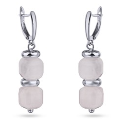 Серьги Селена (розовый кварц 7мм; покрытие родий), Есть комплект