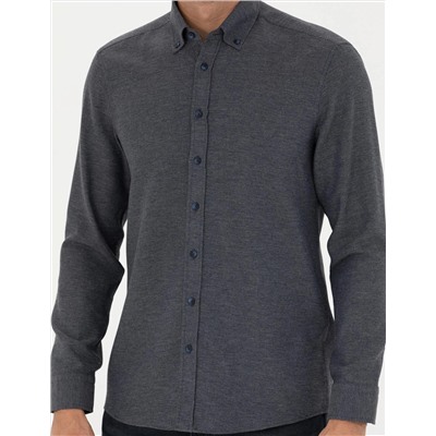 Lacivert Slim Fit Uzun Kollu Gömlek