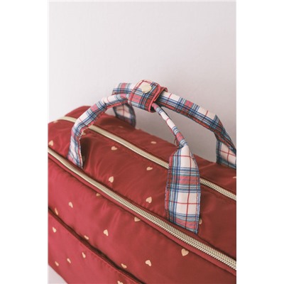 Neceser grande nylon rojo estampado corazones