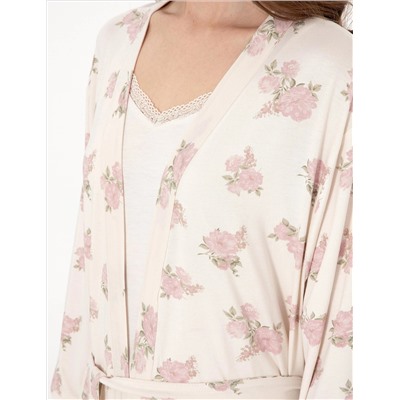 Krem 3'lü Pijama Takımı