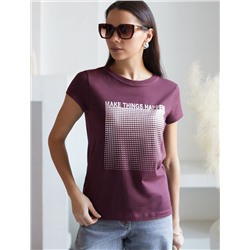 Нарядная футболка с блестящим принтом фольгой