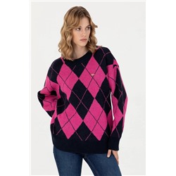 Kadın Lacivert Bisiklet Yaka Kazak