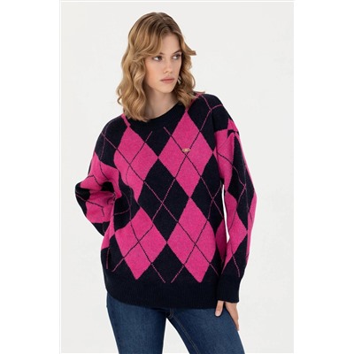 Kadın Lacivert Bisiklet Yaka Kazak