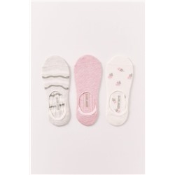 Pack 3 calcetines slip estampados rosas y beige
