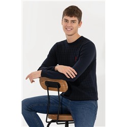 Erkek Lacivert Bisiklet Yaka Triko Kazak